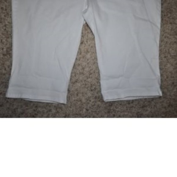 Womens Denim Capris Chaps White 24W Crop Pants Stretch Midrise Plus 5 Pocket - Picture 4 of 6